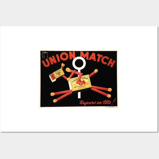 UNION MATCH Brussels "Always in mind" Matchbox Vintage Art Deco Advertisement Wall Art by vintageposters